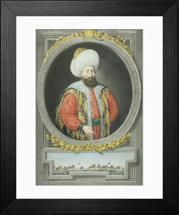 Framed Print : Bajazet Kahn I, from Portraits of the Emperors of Turkey, 1815. Creator: John Young Framed Print : Bajazet Kahn I, from Portraits of the Emperors of Turkey, 1815. Creator: John Young