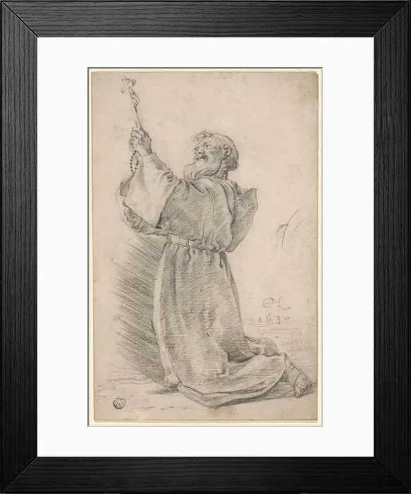 Framed Print : Kneeling Monk Holding a Crucifix, 1630. Creator: Cornelis Saftleven Framed Print : Kneeling Monk Holding a Crucifix, 1630. Creator: Cornelis Saftleven