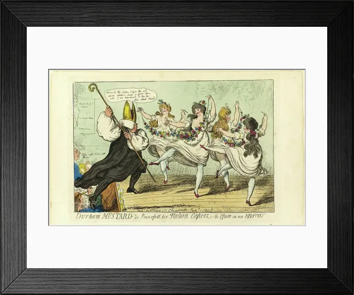 Framed Print : Durham Mustard Too Powerfull for Italian Capers, 1807. Creator: Isaac Cruikshank Framed Print : Durham Mustard Too Powerfull for Italian Capers, 1807. Creator: Isaac Cruikshank