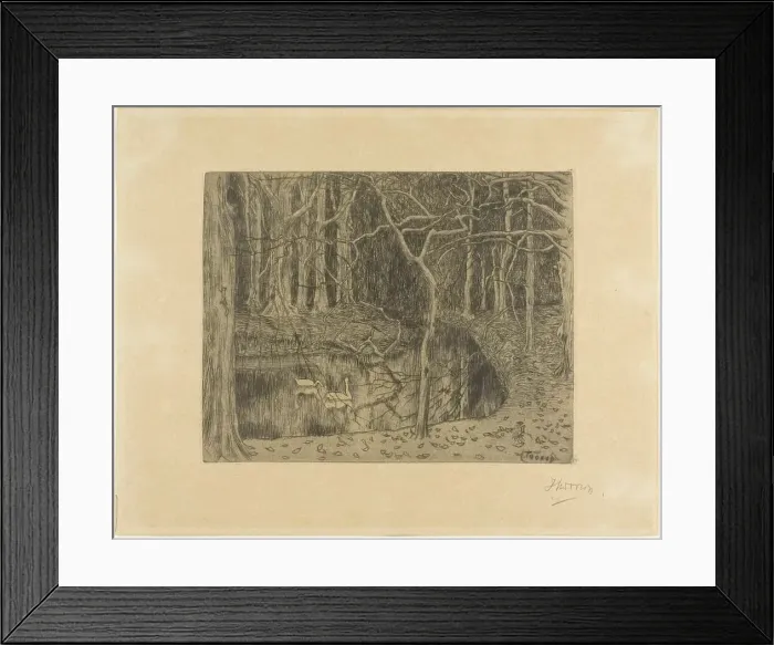 Framed Print : Woodland with a Pond and Swans, 1897. Creator: Jan Toorop Framed Print : Woodland with a Pond and Swans, 1897. Creator: Jan Toorop