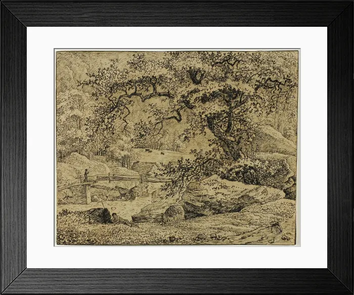 Framed Print : Landscape with Figure Resting Under Tree by Stream, n.d. Creator: Jacob van Ruisdael Framed Print : Landscape with Figure Resting Under Tree by Stream, n.d. Creator: Jacob van Ruisdael