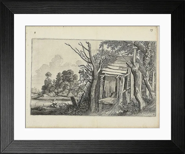 Framed Print : Dilapidated Hut, Plate 4 from Landscapes, c. 1646. Creator: Jan van de Velde II Framed Print : Dilapidated Hut, Plate 4 from Landscapes, c. 1646. Creator: Jan van de Velde II