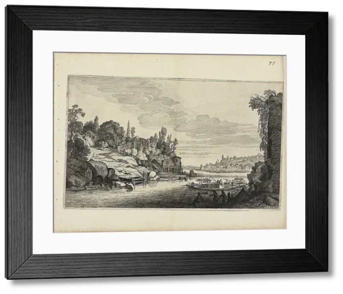 Framed Print : River Landscape, 1646. Creator: Jan van de Velde II Framed Print : River Landscape, 1646. Creator: Jan van de Velde II