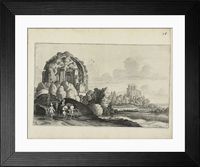 Framed Print : Travellers in Front of the Minerva Medica Temple in Rome, c. 1646. Creator: Jan van de Velde II Framed Print : Travellers in Front of the Minerva Medica Temple in Rome, c. 1646. Creator: Jan van de Velde II