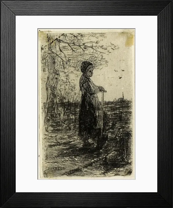 Framed Print : Girl with a Spade, 1873. Creator: Jozef Israels Framed Print : Girl with a Spade, 1873. Creator: Jozef Israels