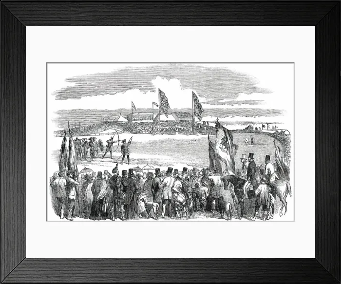 Framed Print : Fete of the Royal Company of Archers, on the Links of Montrose, 1850. Creator: Unknown Framed Print : Fete of the Royal Company of Archers, on the Links of Montrose, 1850. Creator: Unknown