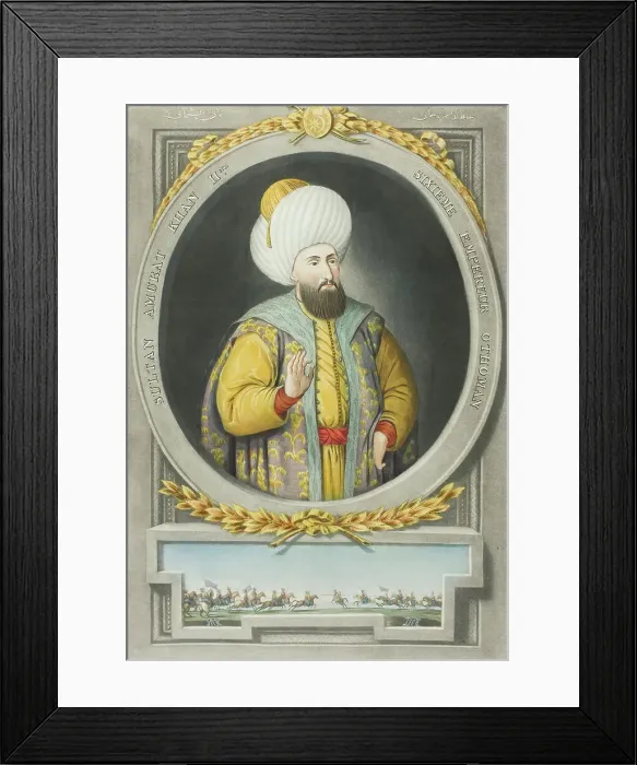 Framed Print : Amurat Kahn II, from Portraits of the Emperors of Turkey, 1815. Creator: John Young Framed Print : Amurat Kahn II, from Portraits of the Emperors of Turkey, 1815. Creator: John Young