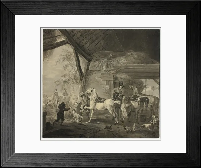 Framed Print : Interior of a Stable, n.d. Creator: Philip Wouverman Framed Print : Interior of a Stable, n.d. Creator: Philip Wouverman