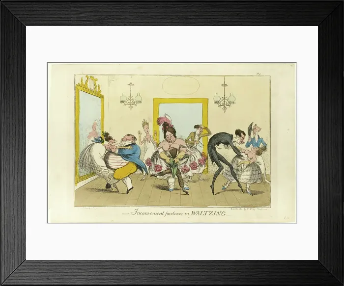 Framed Print : Inconvenient Partners in Waltzing, 1817 / 19. Creator: Isaac Robert Cruikshank Framed Print : Inconvenient Partners in Waltzing, 1817 / 19. Creator: Isaac Robert Cruikshank