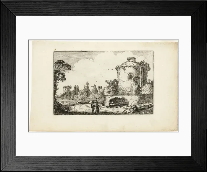 Framed Print : Landscape with a Round Tower, 1616. Creator: Jan van de Velde II