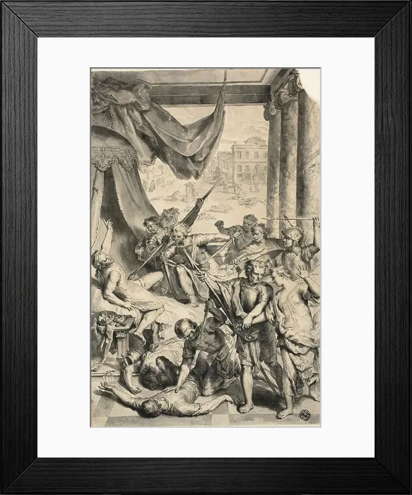 Framed Print : Study for Simeon and Levi Slay the Sichemites, from Figures de la Bible, c. 1728. Creator: Gerard Hoet Framed Print : Study for Simeon and Levi Slay the Sichemites, from Figures de la Bible, c. 1728. Creator: Gerard Hoet