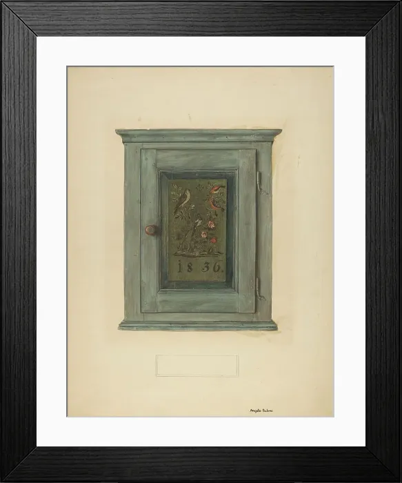 Framed Print : Zoar Blue Bonnet Cabinet, c. 1940. Creator: Angelo Bulone Framed Print : Zoar Blue Bonnet Cabinet, c. 1940. Creator: Angelo Bulone