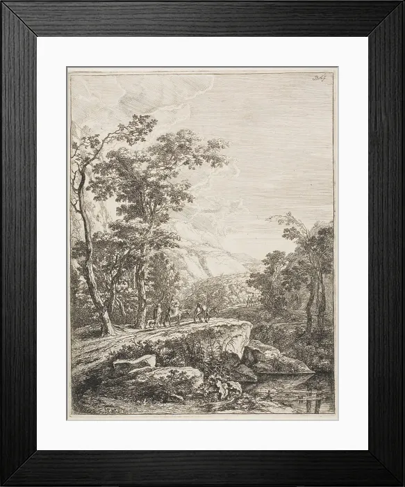Framed Print : Upright Italian Landscapes: Woman on a Mule, n.d. Creator: Jan Dirksz Both Framed Print : Upright Italian Landscapes: Woman on a Mule, n.d. Creator: Jan Dirksz Both