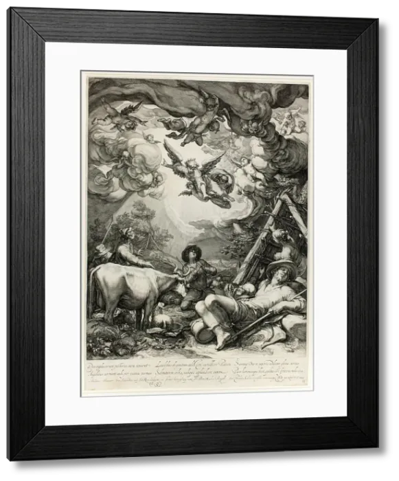 Framed Print : The Annunciation to the Shepherds, 1599. Creator: Jan Saenredam Framed Print : The Annunciation to the Shepherds, 1599. Creator: Jan Saenredam