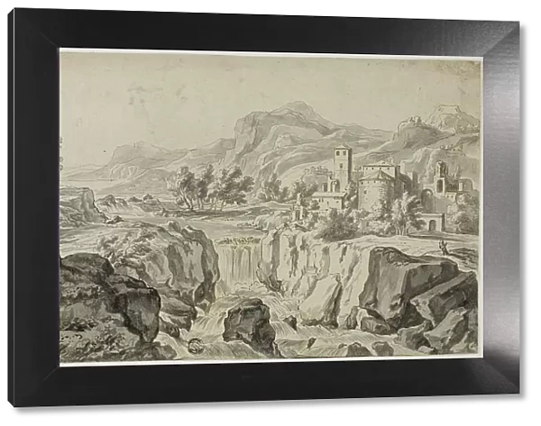 Italianate Landscape with Waterfall and Buildings, n.d. Creator: Gerit Rademaker