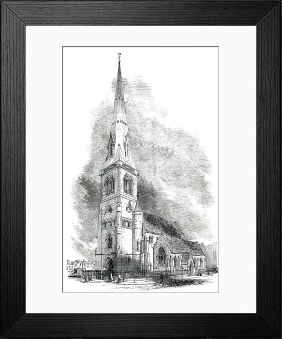 Framed Print : Church of the Holy Trinity, Haverstock Hill, Consecrated on Tuesday last, 1850. Creator: Unknown Framed Print : Church of the Holy Trinity, Haverstock Hill, Consecrated on Tuesday last, 1850. Creator: Unknown