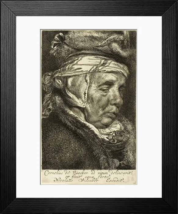 Framed Print : Head of an Old Woman, n.d. Creator: Cornelis de Visscher Framed Print : Head of an Old Woman, n.d. Creator: Cornelis de Visscher