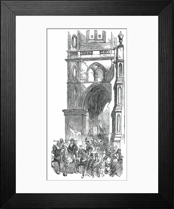 Framed Print : The Procession passing St. Mary's Church, Warwick May Fair Show, 1850. Creator: Unknown Framed Print : The Procession passing St. Mary's Church, Warwick May Fair Show, 1850. Creator: Unknown