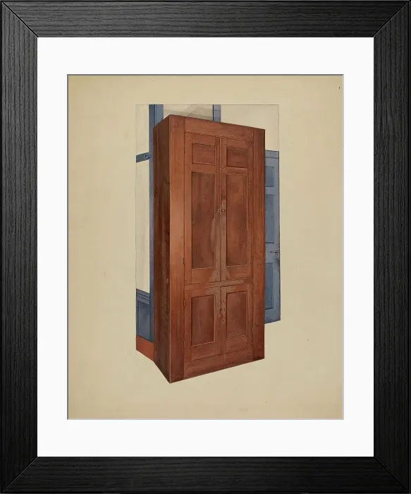 Framed Print : Shaker Dining Room Cupboard, c. 1937. Creator: William Paul Childers Framed Print : Shaker Dining Room Cupboard, c. 1937. Creator: William Paul Childers