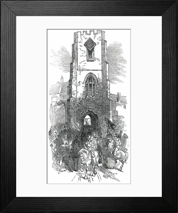 Framed Print : The Procession passing the Hospital, Warwick May Fair Show, 1850. Creator: Unknown Framed Print : The Procession passing the Hospital, Warwick May Fair Show, 1850. Creator: Unknown