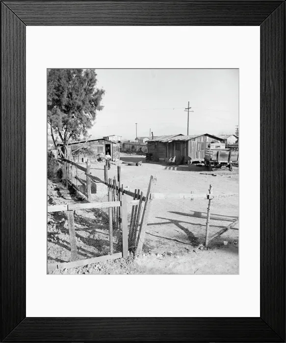 Framed Print : Rent eight dollars per month, near Bakersfield, California, 1939. Creator: Dorothea Lange Framed Print : Rent eight dollars per month, near Bakersfield, California, 1939. Creator: Dorothea Lange