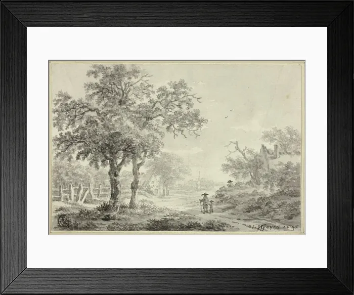 Framed Print : Man and Boy Walking Down Village Road, n.d. Creators: Jan van Goyen, Paulus van Liender Framed Print : Man and Boy Walking Down Village Road, n.d. Creators: Jan van Goyen, Paulus van Liender