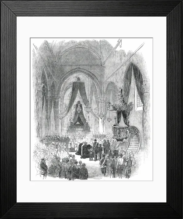 Framed Print : Funeral of the Queen of the Belgians - the Interment in the Church a Laeken, 1850. Creator: Unknown Framed Print : Funeral of the Queen of the Belgians - the Interment in the Church a Laeken, 1850. Creator: Unknown