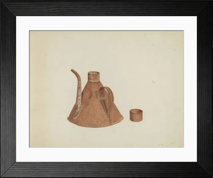 Framed Print : Oil Can with Spout, c. 1938. Creator: Earl Butlin Framed Print : Oil Can with Spout, c. 1938. Creator: Earl Butlin