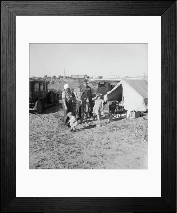 Framed Print : Part of family arrived the night before... near Holtville, Imperial Valley, CA, 1939. Creator: Dorothea Lange Framed Print : Part of family arrived the night before... near Holtville, Imperial Valley, CA, 1939. Creator: Dorothea Lange