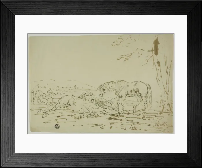 Framed Print : Landscape with Horses in Foreground, n.d. Creator: Sawrey Gilpin Framed Print : Landscape with Horses in Foreground, n.d. Creator: Sawrey Gilpin