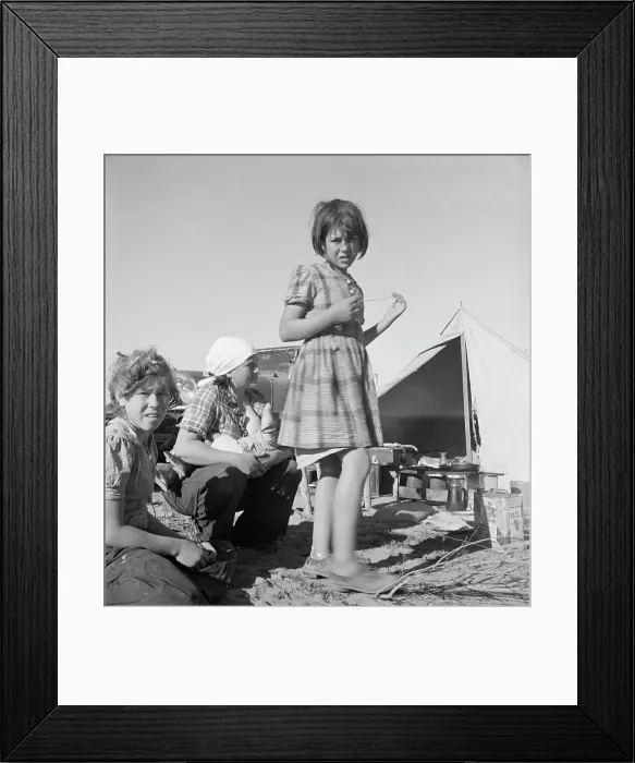 Framed Print : Part of family arrived the night before...near Holtville, Imperial Valley, California, 1939. Creator: Dorothea Lange Framed Print : Part of family arrived the night before...near Holtville, Imperial Valley, California, 1939. Creator: Dorothea Lange