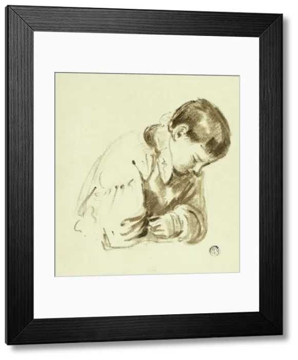 Framed Print : Seated Boy, Half-Length, c. 1830. Creators: Thomas Jones Barker, Thomas Barker Framed Print : Seated Boy, Half-Length, c. 1830. Creators: Thomas Jones Barker, Thomas Barker