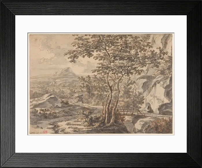 Framed Print : Italian Landscape with a Bridge, 1642 / 52. Creator: Jan Dirksz Both Framed Print : Italian Landscape with a Bridge, 1642 / 52. Creator: Jan Dirksz Both
