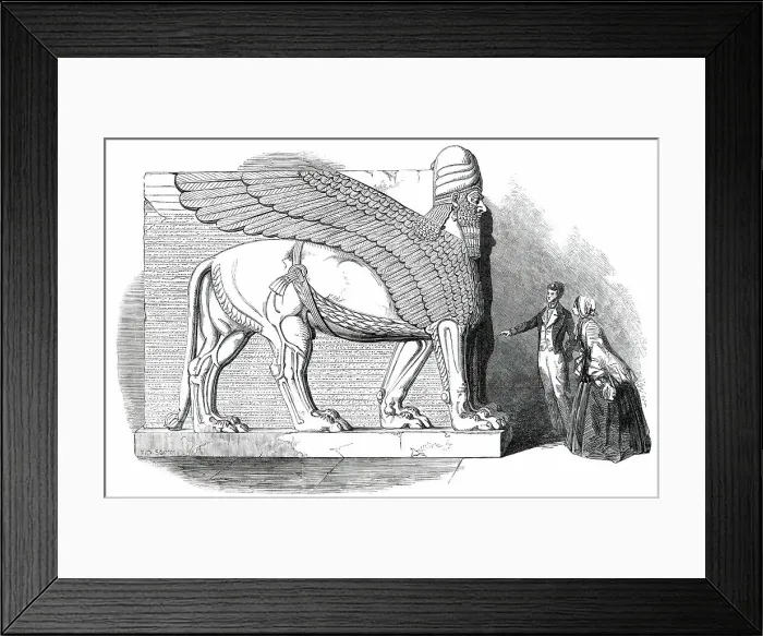 Framed Print : Nimroud Sculptures Just Received at the British Museum - Human-Headed and Winged Lion, 1850. Creator: Smyth Framed Print : Nimroud Sculptures Just Received at the British Museum - Human-Headed and Winged Lion, 1850. Creator: Smyth