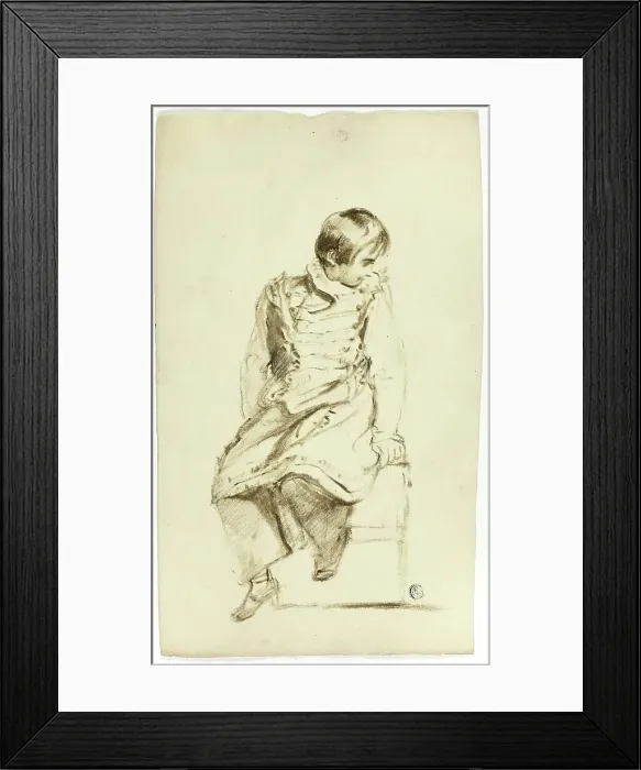 Framed Print : Seated Boy, Looking Sideways, c. 1830. Creators: Thomas Jones Barker, Thomas Barker Framed Print : Seated Boy, Looking Sideways, c. 1830. Creators: Thomas Jones Barker, Thomas Barker