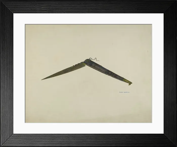 Framed Print : Collapsible Folding Knife, c. 1941. Creator: Joseph Cannella Framed Print : Collapsible Folding Knife, c. 1941. Creator: Joseph Cannella