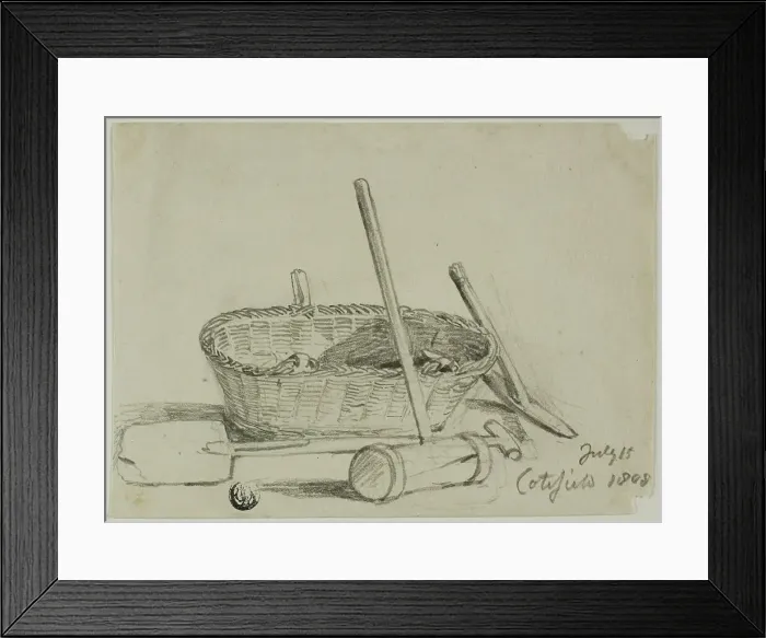 Framed Print : Wicker Basket, Mallet, Shovel, Pick, 1808 / 47. Creator: Joshua Cristall Framed Print : Wicker Basket, Mallet, Shovel, Pick, 1808 / 47. Creator: Joshua Cristall