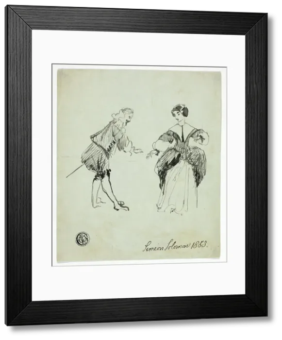 Framed Print : Cavalier and Lady, 1853. Creator: Simeon Solomon Framed Print : Cavalier and Lady, 1853. Creator: Simeon Solomon