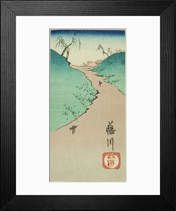 Framed Print : Hill at Fujikawa (Fujikawa sakamichi), section of sheet no. 10 from the series Cutouts... 1852. Creator: Ando Hiroshige. Hill at Fujikawa (Fujikawa sakamichi), section of sheet no. 10 from the series Cutouts... 1852. Creator: Ando Hiroshige