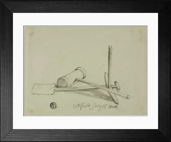 Framed Print : Mallet, Pick and Shovel, 1808 / 47. Creator: Joshua Cristall Framed Print : Mallet, Pick and Shovel, 1808 / 47. Creator: Joshua Cristall