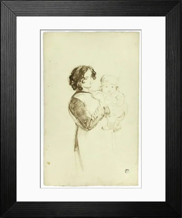 Framed Print : Young Woman Holding Baby, c. 1830. Creators: Thomas Jones Barker, Thomas Barker Framed Print : Young Woman Holding Baby, c. 1830. Creators: Thomas Jones Barker, Thomas Barker