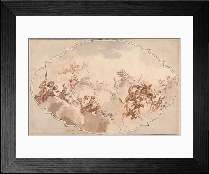 Framed Print : Design for a Ceiling: Apotheosis of Callisto or Diana (recto), and Sketch of Figures (verso), 1731. Creator: Jacob de Wit Framed Print : Design for a Ceiling: Apotheosis of Callisto or Diana (recto), and Sketch of Figures (verso), 1731. Creator: Jacob de Wit