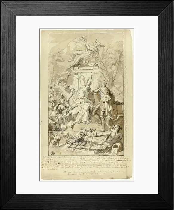 Framed Print : Design for Title Page: Allegory of the Submission of the City of Utrecht to Emperor Charles V, n.d. Creator: Jan Wandelaar Framed Print : Design for Title Page: Allegory of the Submission of the City of Utrecht to Emperor Charles V, n.d. Creator: Jan Wandelaar