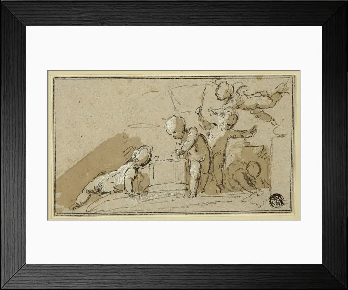 Framed Print : Five Putti at Play, n.d. Creator: Jacob de Wit Framed Print : Five Putti at Play, n.d. Creator: Jacob de Wit