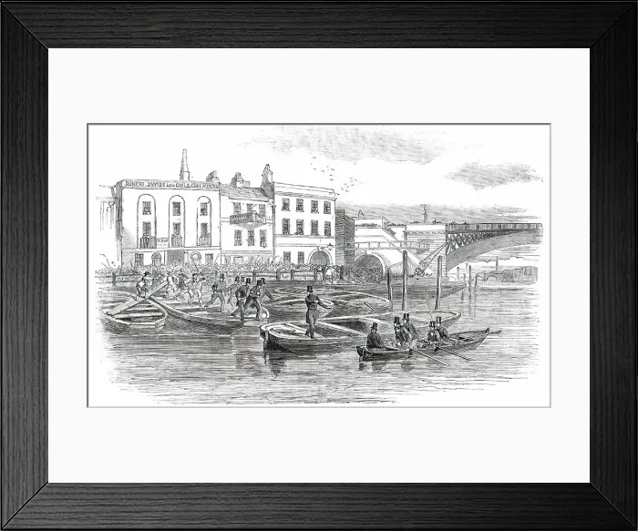 Framed Print : The Late Attack upon Marshal Haynau - Escape of Marshal Haynau in the Police Galley, 1850. Creator: Unknown Framed Print : The Late Attack upon Marshal Haynau - Escape of Marshal Haynau in the Police Galley, 1850. Creator: Unknown