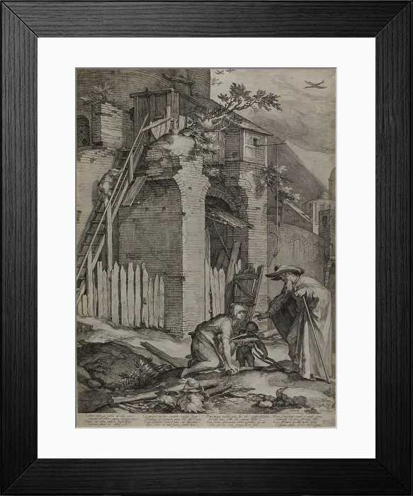 Framed Print : The Prophet Elie Arriving at the House of Sareptas Widow, 1604. Creator: Jan Saenredam Framed Print : The Prophet Elie Arriving at the House of Sareptas Widow, 1604. Creator: Jan Saenredam