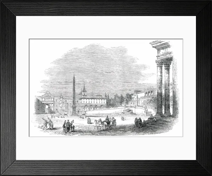 Framed Print : Piazza del Popolo - Rome, 1850. Creator: Unknown Framed Print : Piazza del Popolo - Rome, 1850. Creator: Unknown