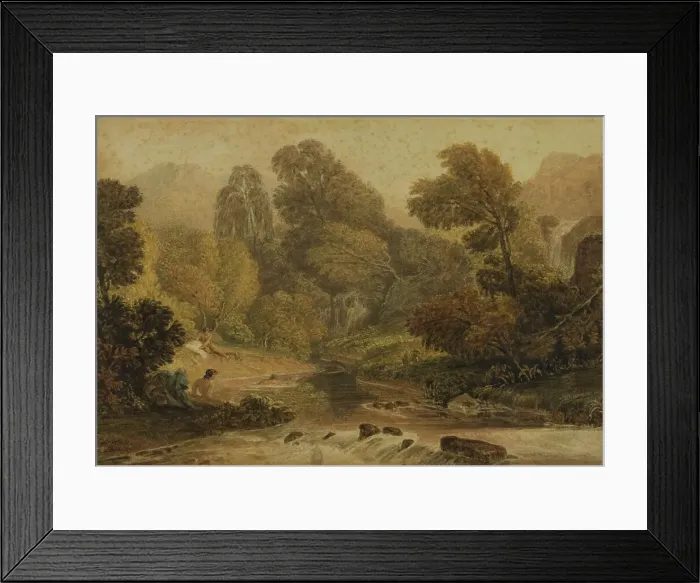 Framed Print : A Scene Near Lodore, Cumberland, 1818. Creator: Joshua Cristall Framed Print : A Scene Near Lodore, Cumberland, 1818. Creator: Joshua Cristall