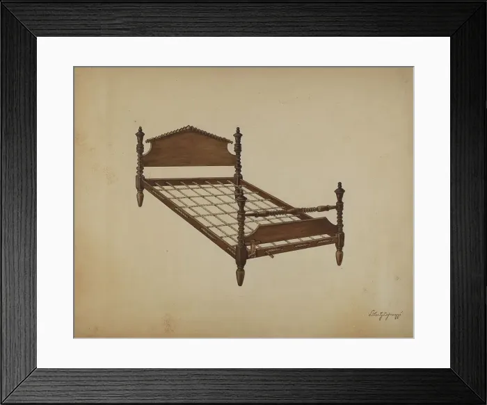 Framed Print : Rope Bed, c. 1939. Creator: Walter G. Capuozzo Framed Print : Rope Bed, c. 1939. Creator: Walter G. Capuozzo