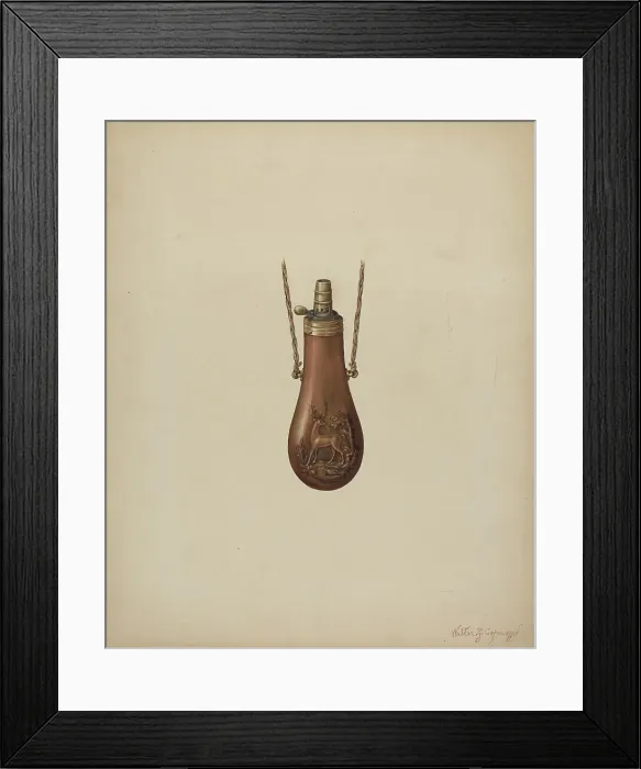 Framed Print : Powder Flask, c. 1938. Creator: Walter G. Capuozzo Framed Print : Powder Flask, c. 1938. Creator: Walter G. Capuozzo